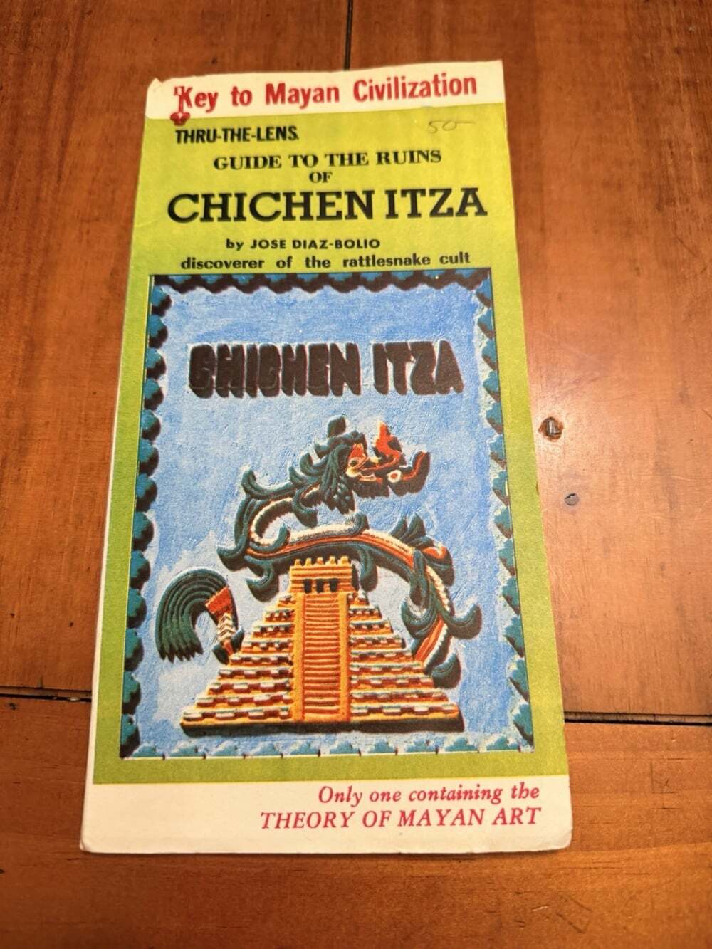 SIGNED 1971 Guide to Chichen Itza Jose Diaz-Bolio Mayan Rattlesnake Cult Map